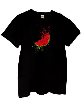 Boyfriend T-shirt FRUIT OF THE LOOM Watermelon σε μαύρο χρώμα.